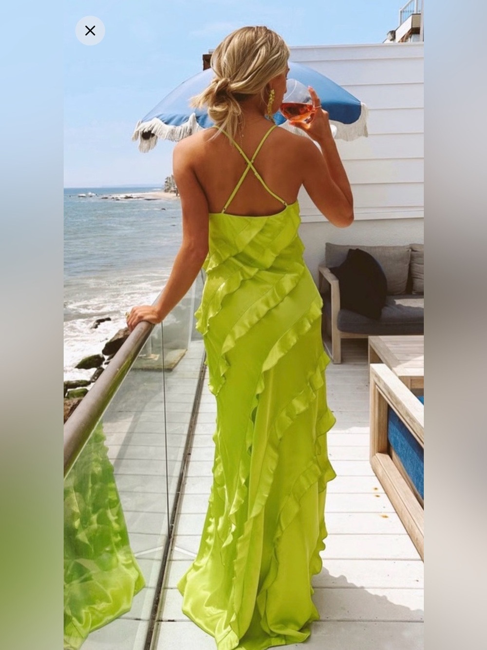Show Me Your MuMu Lime Green Ruffled Maxi Dress